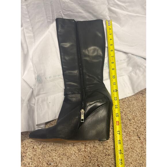 Ann Taylor Black Knee High Wedge Boots Women Sz 8 M - Picture 15 of 16